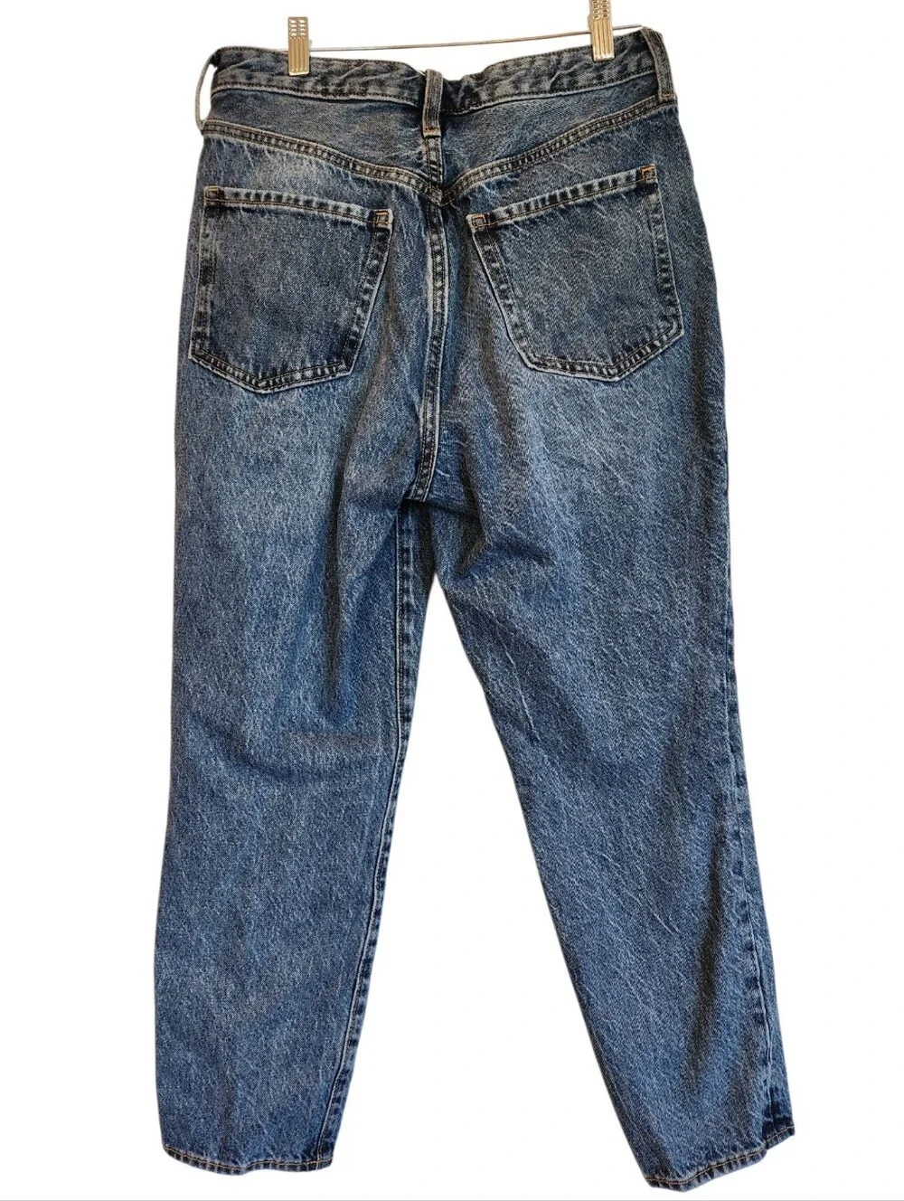 Old Navy Extra High Waisted Button Fly OG Straight Patchwork Jeans Size 10 Taper - Picture 3 of 15